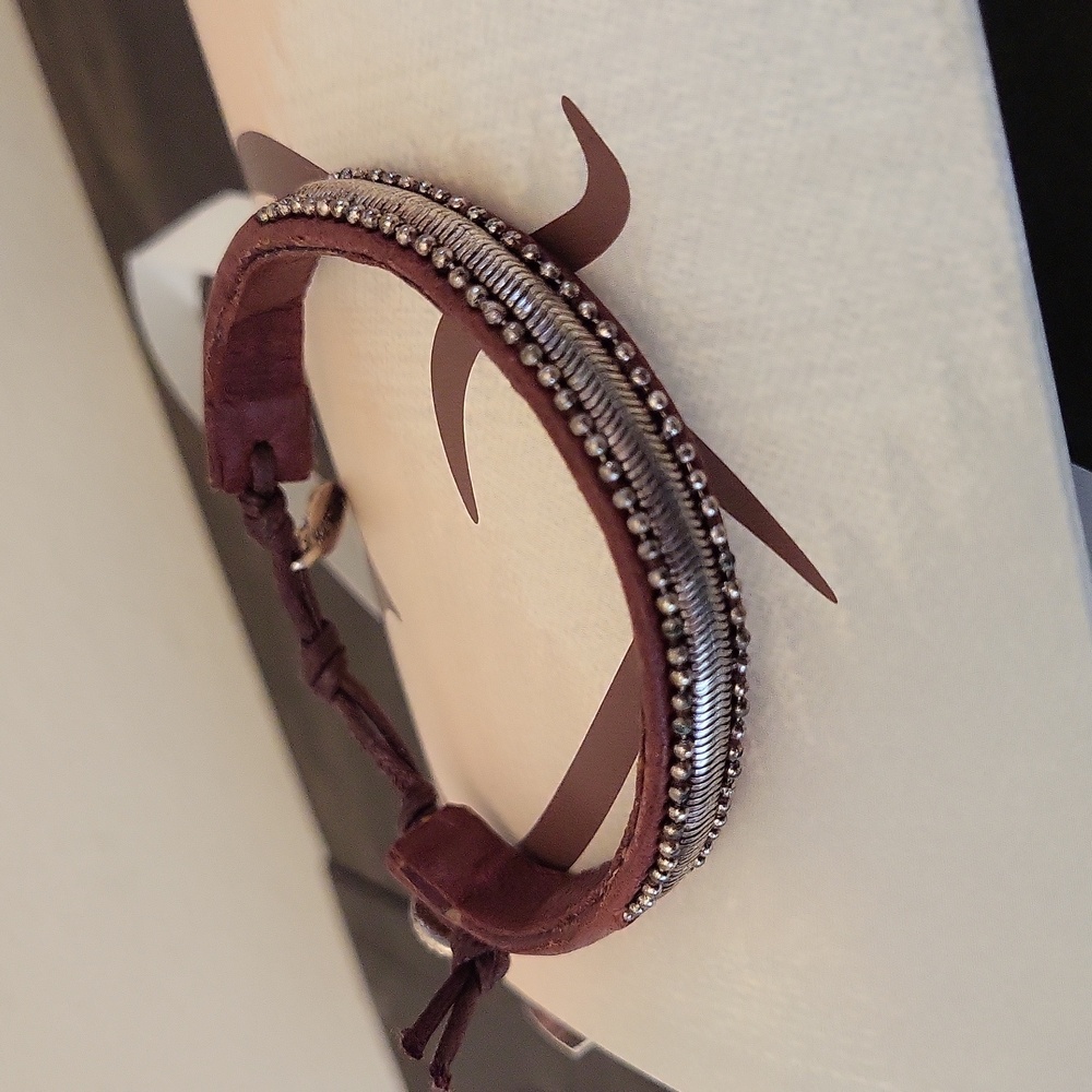 Hultquist Copenhagen Wraped  Leather, Silver, & Beads Adjustable Bracelet